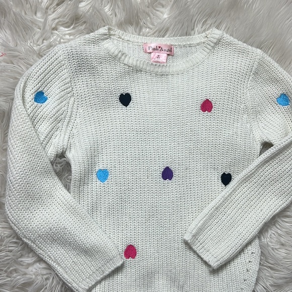 Pink Angel Girls' Hearts Sweater White Size 5/6 - Picture 2 of 5